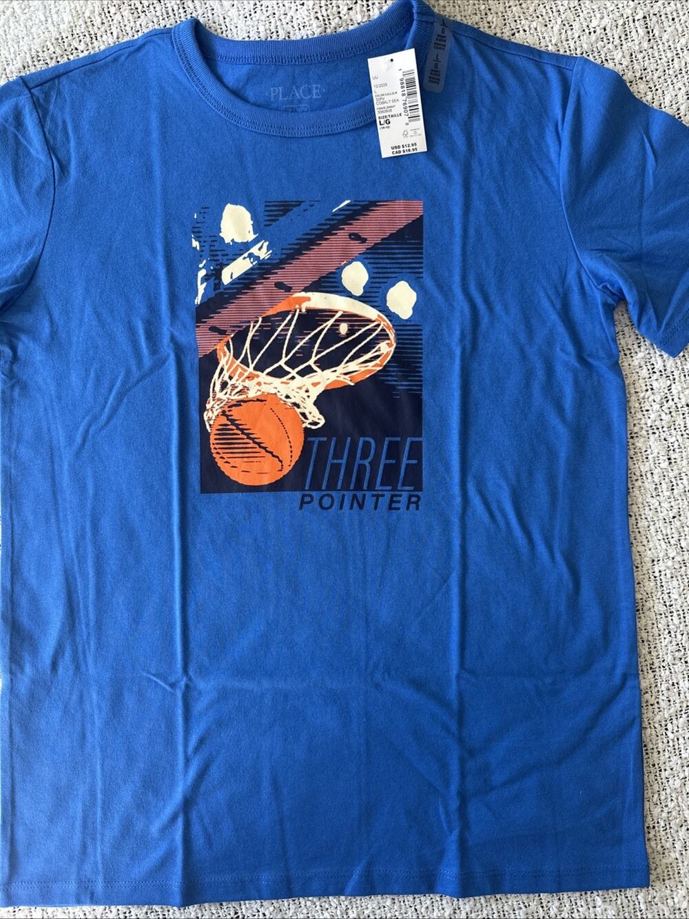 The Children's Place Boys Graphic Basketball Blue T-Shirt Size Large 10/12 New